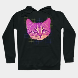 Pink Kitty Face Net Background Hoodie